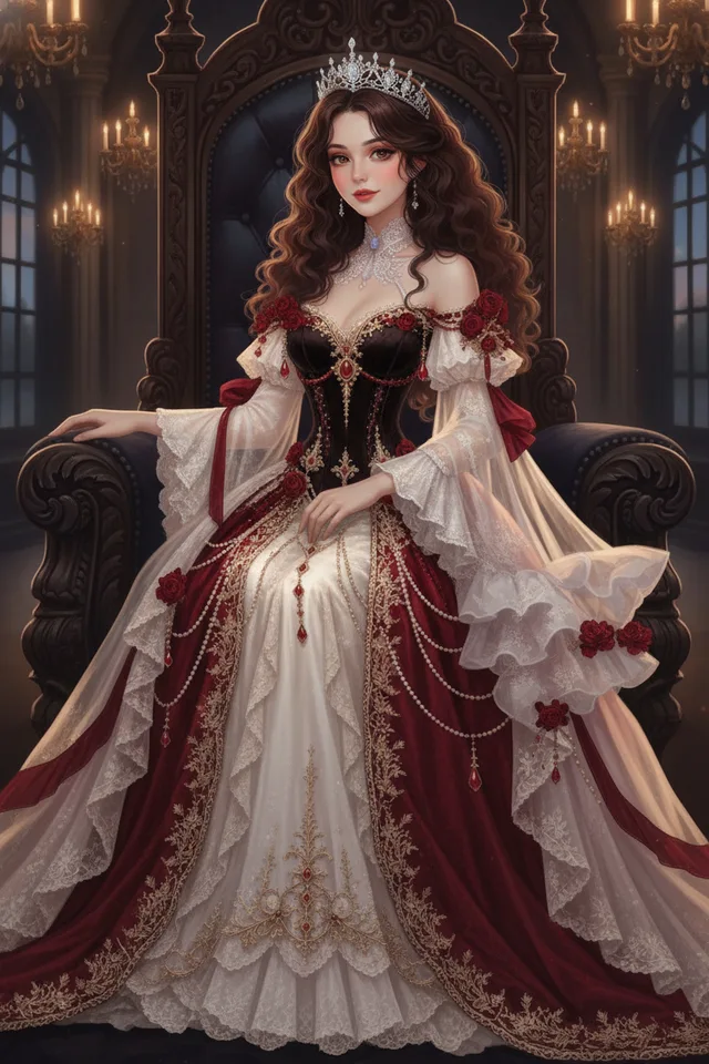 Seraphina wearing a gown from the game