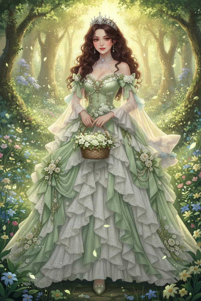Seraphina wearing a gown from the game